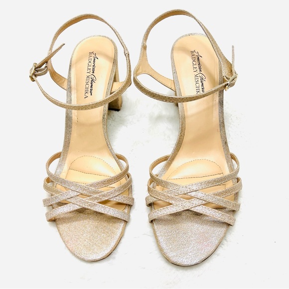 Badgley Mischka Shoes - BADGLEY MISCHKA American Glamour Strappy Gold Heels Women’s Size 11